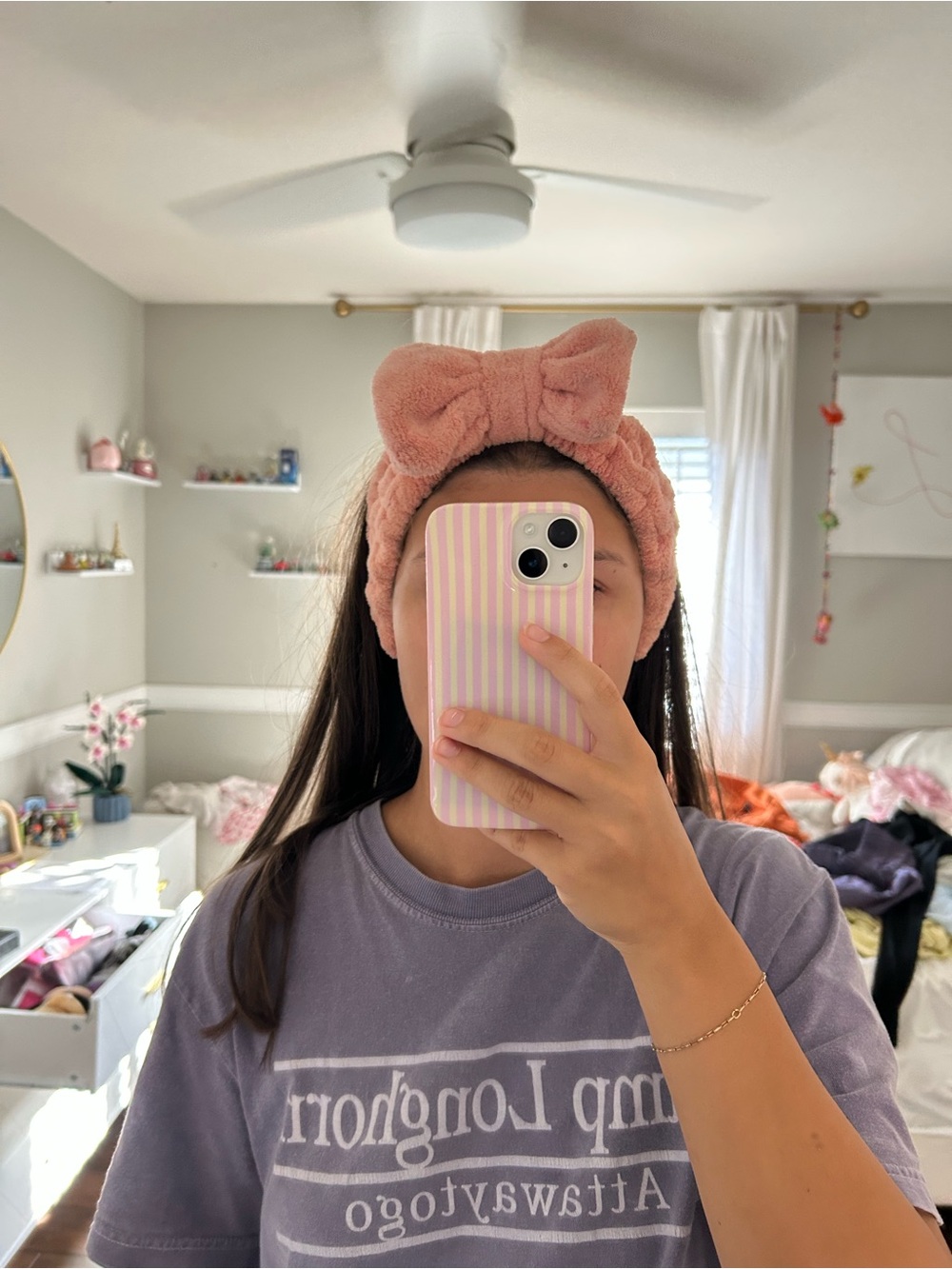 Plush Bow Headband in Blush Pink